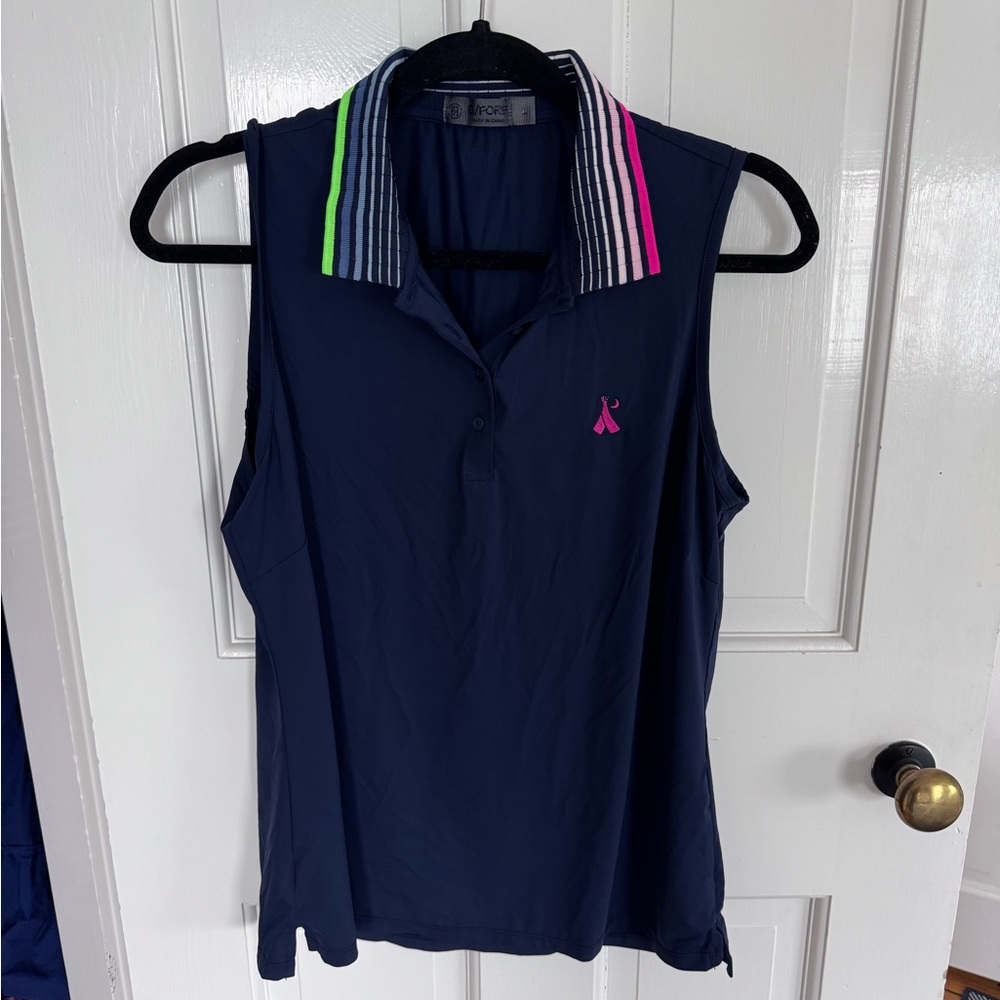 G/Fore Women's Navy Sleeveless Polo Shirt